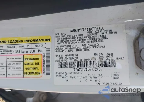 2016 Ford Fusion Se из США, поврежденный, VIN 3FA6P0H78GR172431